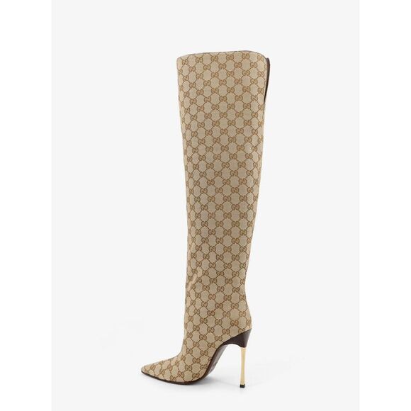 Gucci Women Gg Fabric Cuissardes Boots - Picture 3 of 3